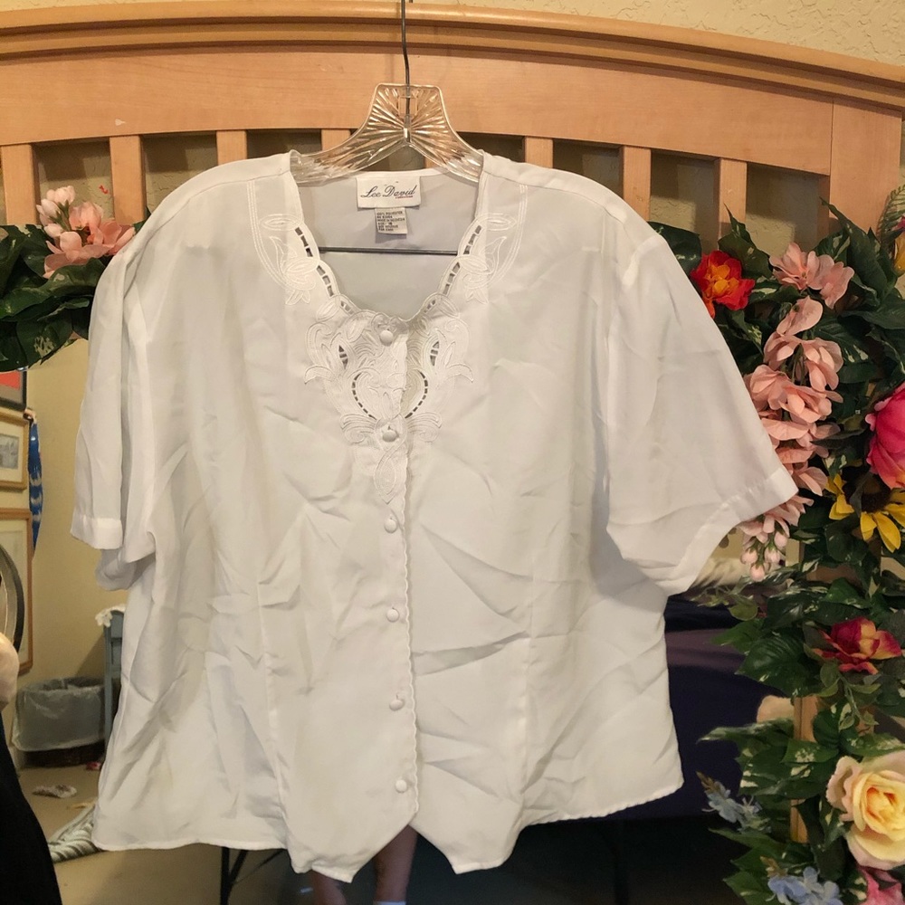 Embroidered detail white top